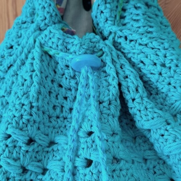 Hand Crafted Crochet Cotton Back Pack Bag Purse Tote - Picture 11 of 16